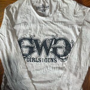 Girls With Guns Gray Long Sleeve Shirt